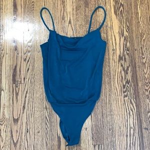 Zara teal scoop neck fitted bodysuit